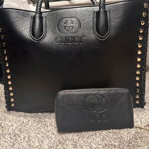 Gucci Black Tote with Gold Studs